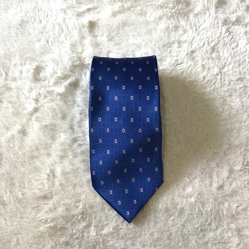 Frangi Men Necktie Silk Blue Geometric Career Contemporary Casual Formal